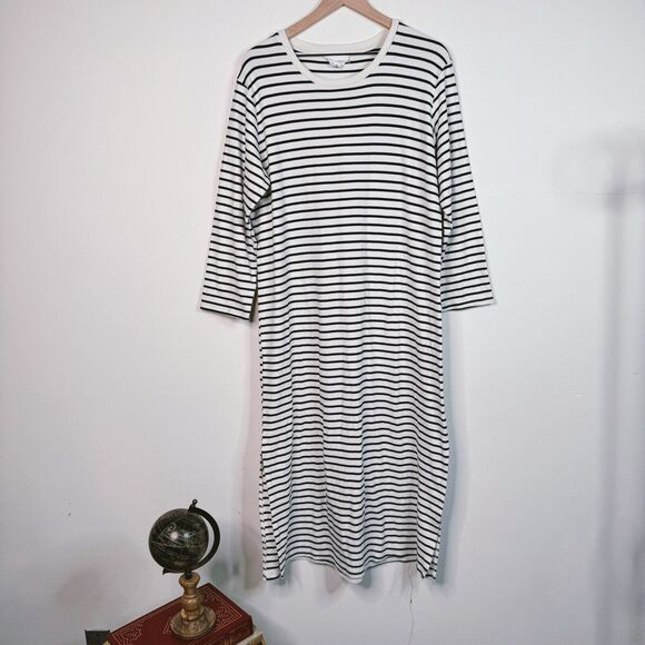Pomander Place Dress Gio Navy Stripe Maxi Classic Preppy Nautical Size XXL - Picture 1 of 12